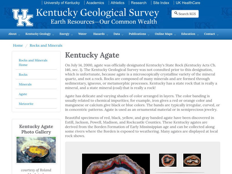 University of Kentucky: Kentucky Agate Handout University of Kentucky: Kentucky Agate Handout