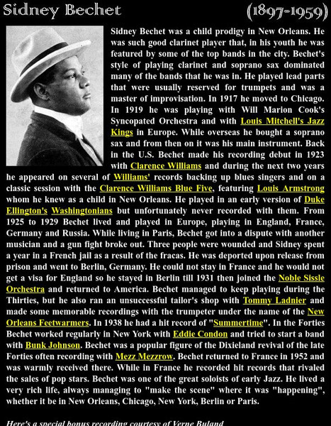 The Red Hot Jazz Archive: Sidney Bechet Article The Red Hot Jazz Archive: Sidney Bechet Article