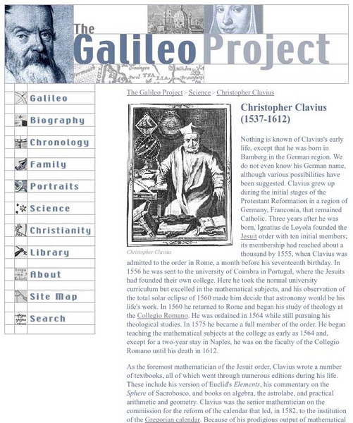 Galileo Project: Christopher Clavius Handout Galileo Project: Christopher Clavius Handout
