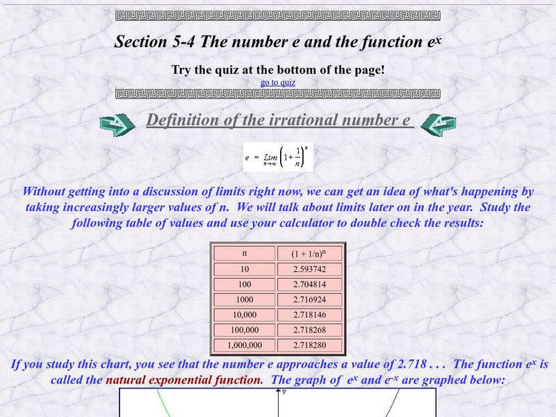 Ojk's Precalculus Study Page: The Number E and the Function E^x Activity Ojk's Precalculus Study Page: The Number E and the Function E^x Activity