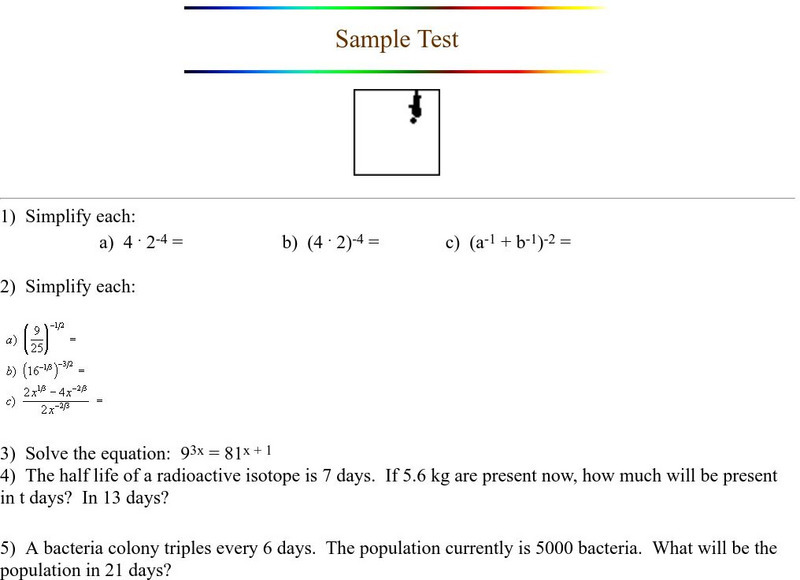 Ojk's Precalculus Study Page: Sample Test Unknown Type Ojk's Precalculus Study Page: Sample Test Unknown Type
