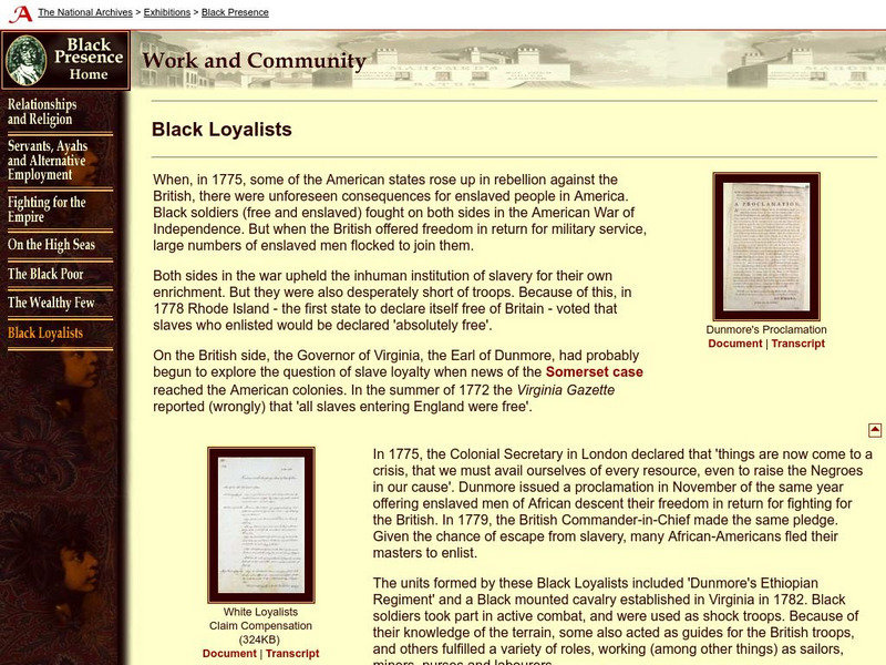 The National Archives: Black Loyalists Website The National Archives: Black Loyalists Website