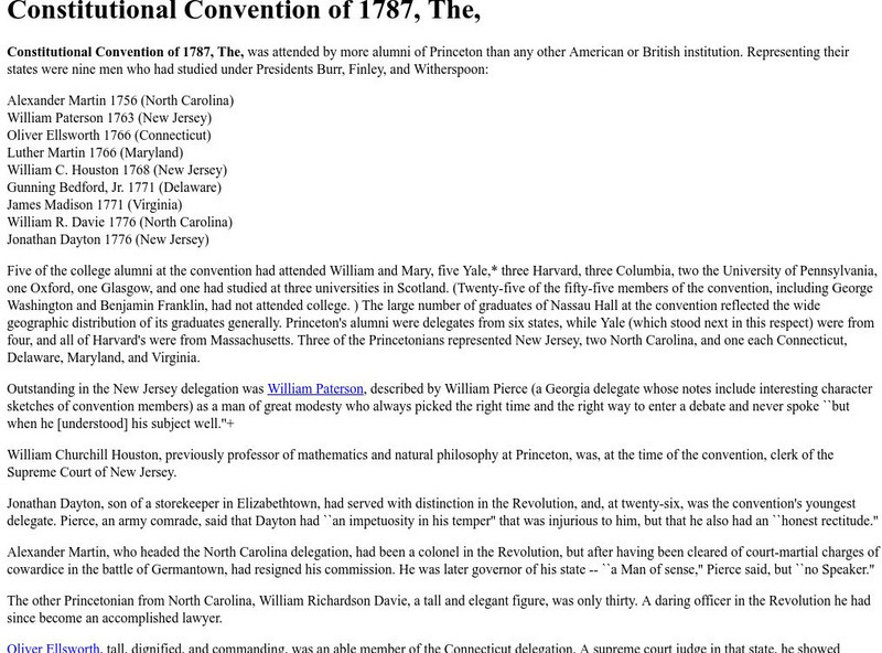 Princeton: The Constitutional Convention of 1787 Activity Princeton: The Constitutional Convention of 1787 Activity