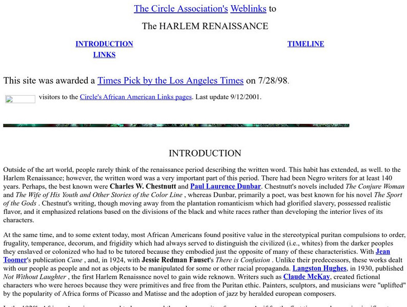 Circle Association: Harlem Renaissance History and Links Website Circle Association: Harlem Renaissance History and Links Website
