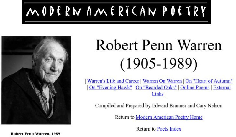 University of Illinois: Modern American Poetry: Robert Penn Warren Activity University of Illinois: Modern American Poetry: Robert Penn Warren Activity