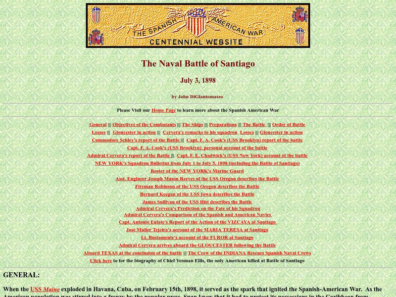 Spanish American War Centennial: Battle of Santiago Primary Spanish American War Centennial: Battle of Santiago Primary