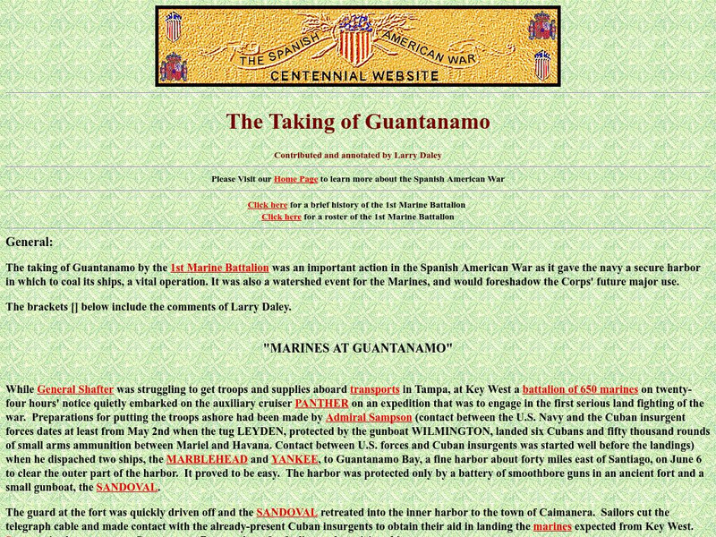 Spanish American War Centennial: The Taking of Guantanamo Primary Spanish American War Centennial: The Taking of Guantanamo Primary