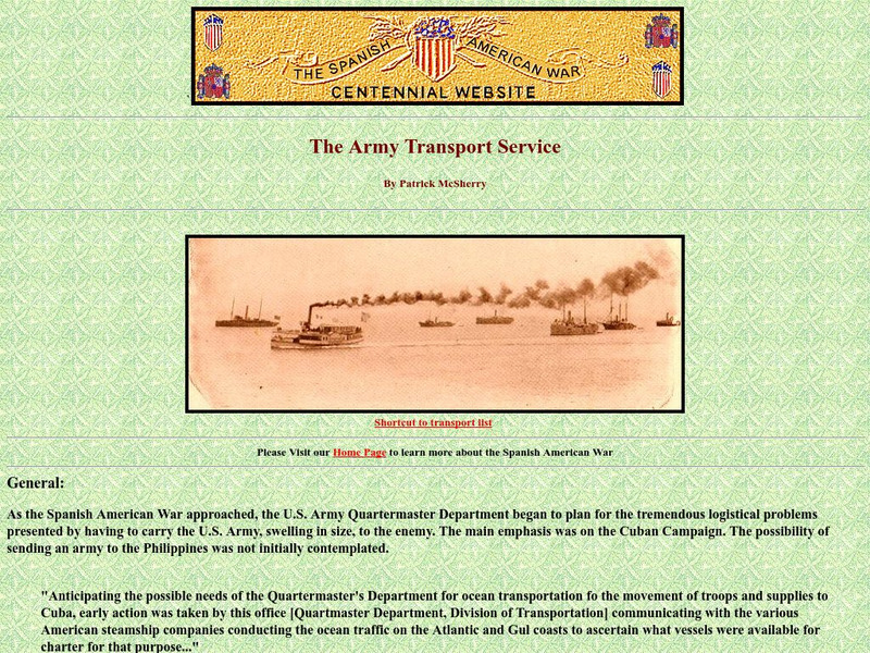 Spanish American War Centennial: The Transport Service Primary Spanish American War Centennial: The Transport Service Primary