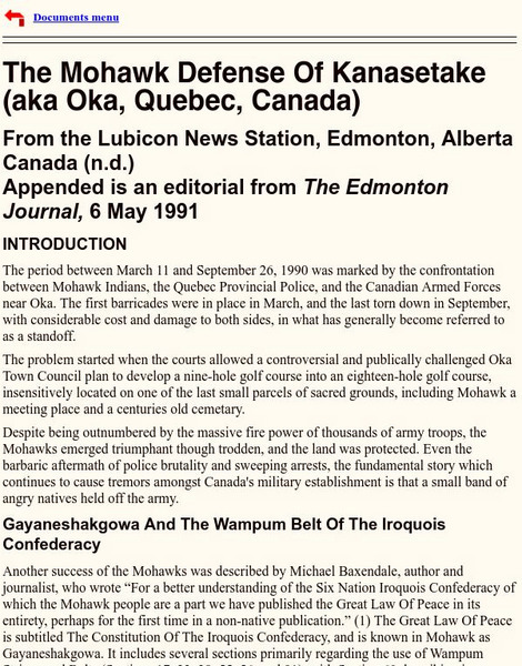 World History Archives: The Mohawk Defense of Kanasetake Article World History Archives: The Mohawk Defense of Kanasetake Article