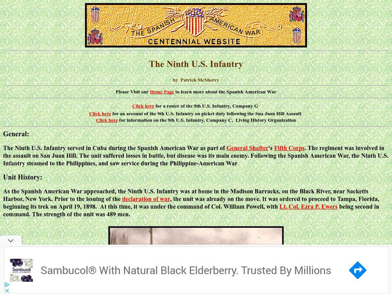 Spanish American War Centennial: The Ninth u.s. Infantry Article Spanish American War Centennial: The Ninth u.s. Infantry Article