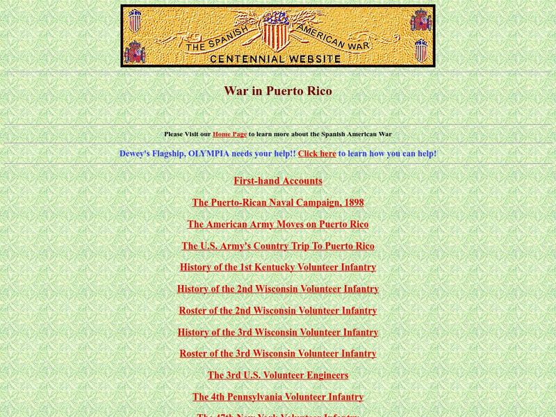 Spanish American War Centennial: War in Puerto Rico Primary Spanish American War Centennial: War in Puerto Rico Primary