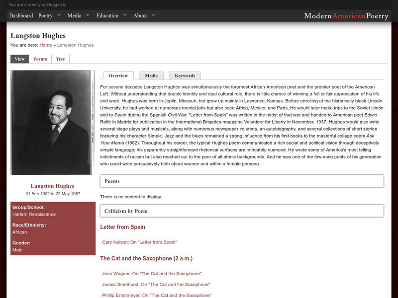 University of Illinois: Modern American Poetry: Langston Hughes Activity University of Illinois: Modern American Poetry: Langston Hughes Activity