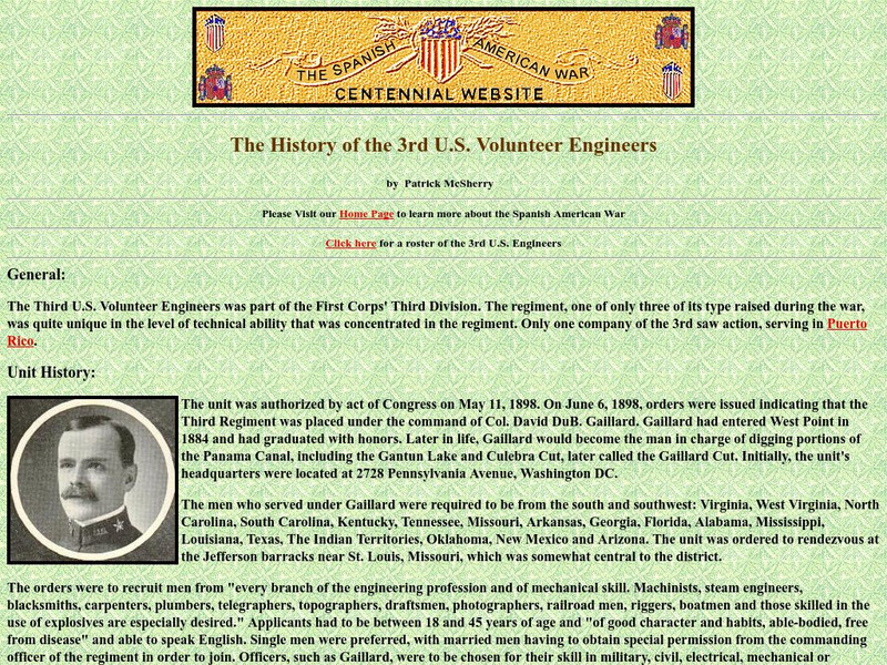 Spanish American War Centennial: 3rd u.s. Volunteer Engineers Article Spanish American War Centennial: 3rd u.s. Volunteer Engineers Article