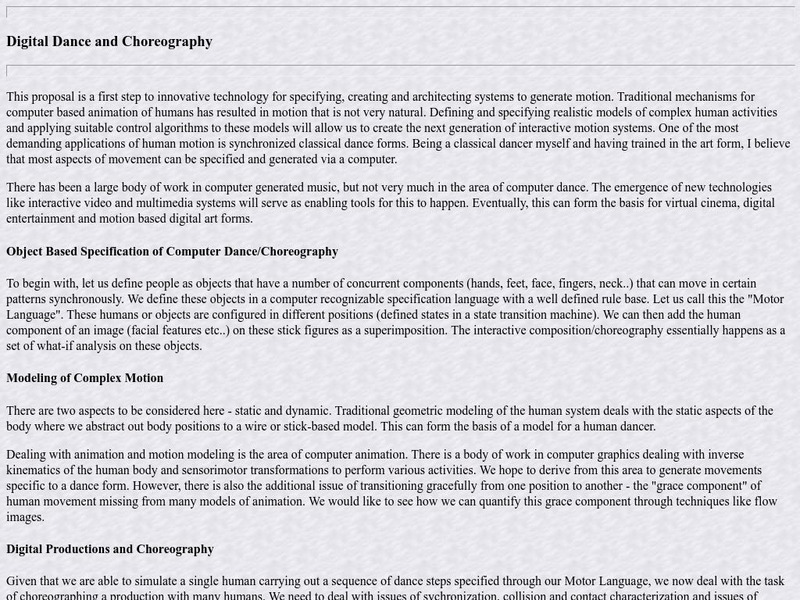 University of California, Irvine: Digital Dance and Choreography Website University of California, Irvine: Digital Dance and Choreography Website