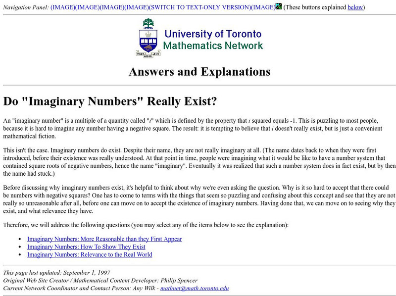 Do "Imaginary Numbers" Really Exist? Activity Do "Imaginary Numbers" Really Exist? Activity