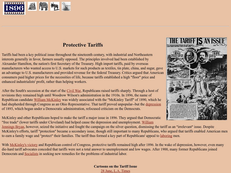 Vassar School: 1896: A Website of Political Cartoons: Protective Tariffs Handout Vassar School: 1896: A Website of Political Cartoons: Protective Tariffs Handout