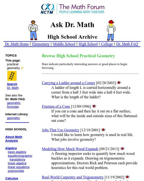 The Math Forum: Ask Dr. Math: High School Archive on Geometry Website The Math Forum: Ask Dr. Math: High School Archive on Geometry Website