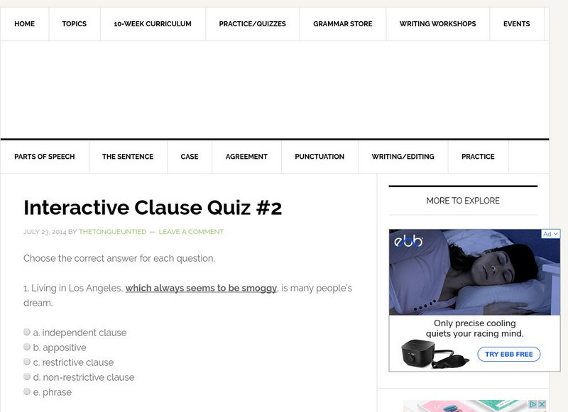 The Tongue Untied: Interactive Clause Quiz 2 Unknown Type The Tongue Untied: Interactive Clause Quiz 2 Unknown Type