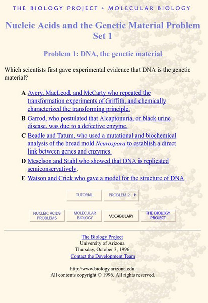 Biology Project: Which Scientists? (Tutorial Problem 1) Unknown Type Biology Project: Which Scientists? (Tutorial Problem 1) Unknown Type