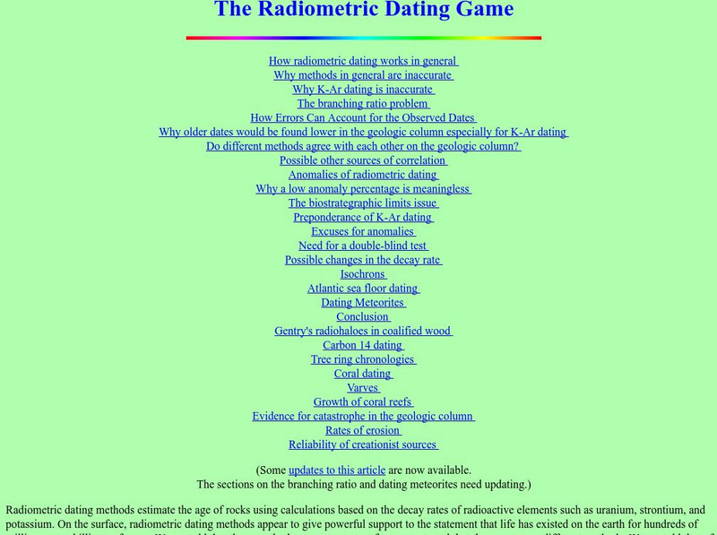 University of North Carolina: Radiometric Dating Handout University of North Carolina: Radiometric Dating Handout