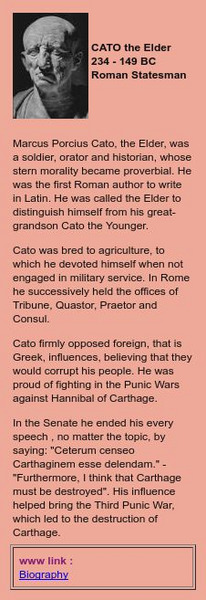 Hyperhistory: Cato the Elder Website