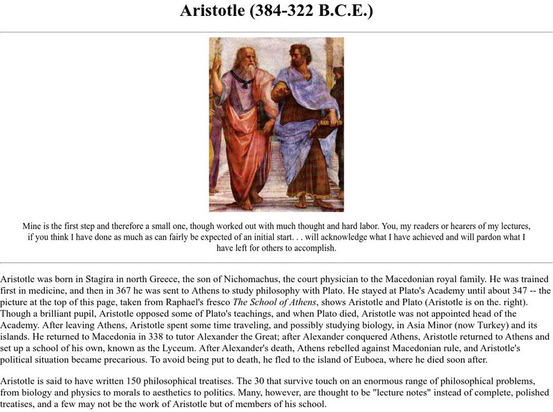 Ucmp: Aristotle Handout Ucmp: Aristotle Handout