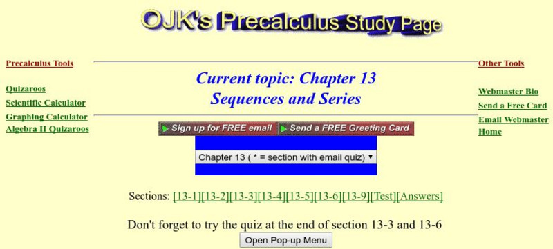 Ojk's Pre Calculus Study Page Activity Ojk's Pre Calculus Study Page Activity