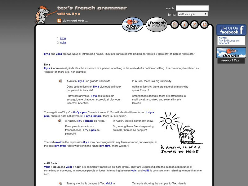 Tex's French Grammar: Il Y a vs. Voici Voila Activity Tex's French Grammar: Il Y a vs. Voici Voila Activity