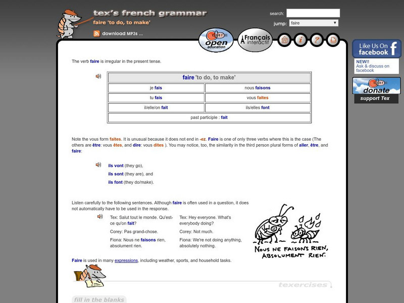 Tex French Grammar: Irregular Verb "Faire" Present Tense Activity Tex French Grammar: Irregular Verb "Faire" Present Tense Activity