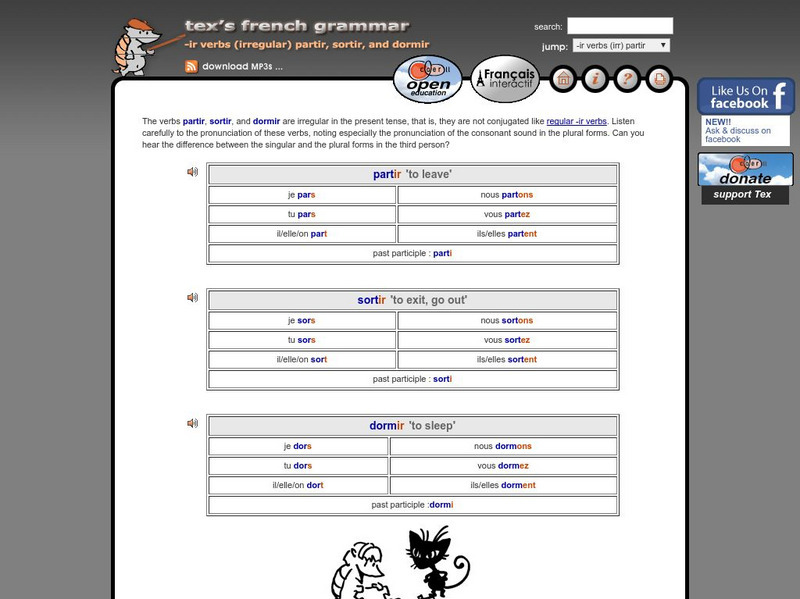 Tex's French Grammar: Regular "Ir" Verbs Present Tense Activity