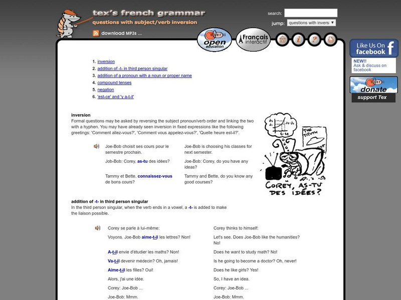 Tex's French Grammar: Subject Verb Inversion Activity Tex's French Grammar: Subject Verb Inversion Activity