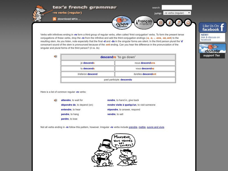Tex's French Grammar: Regular "Re" Verbs Present Tense Activity Tex's French Grammar: Regular "Re" Verbs Present Tense Activity
