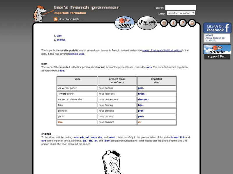Tex's French Grammar: Imparfait Activity Tex's French Grammar: Imparfait Activity