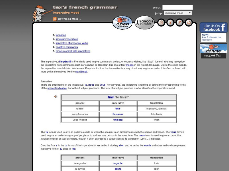 Tex's French Grammar: Imperative Mood Activity Tex's French Grammar: Imperative Mood Activity