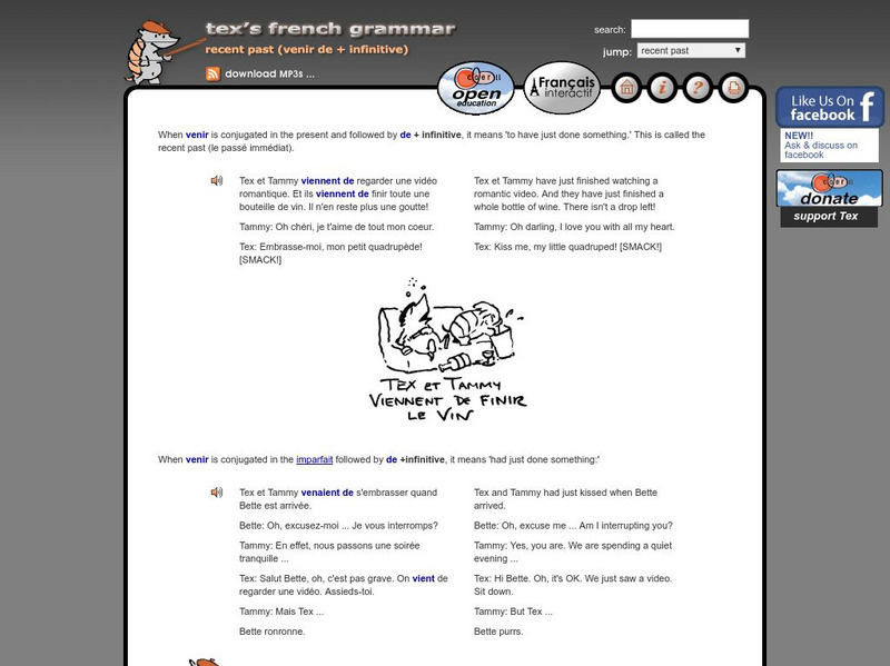 Tex's French Grammar: Recent Past (Venir De) Activity