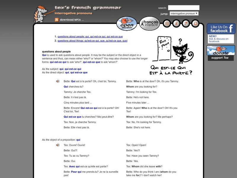 Tex's French Grammar: Interrogative Pronouns Activity Tex's French Grammar: Interrogative Pronouns Activity