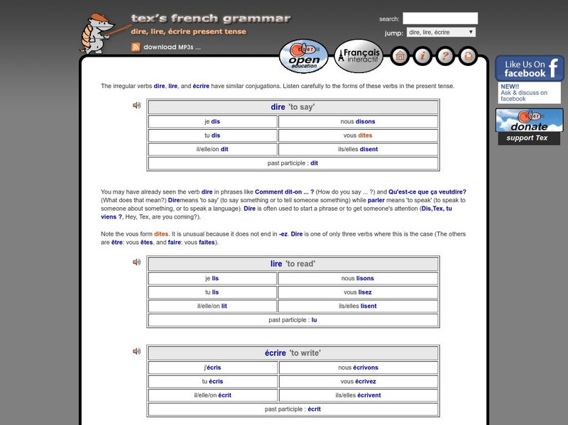 Tex's French Grammar: Dire, Ecrire, Lire Present Tense Activity Tex's French Grammar: Dire, Ecrire, Lire Present Tense Activity