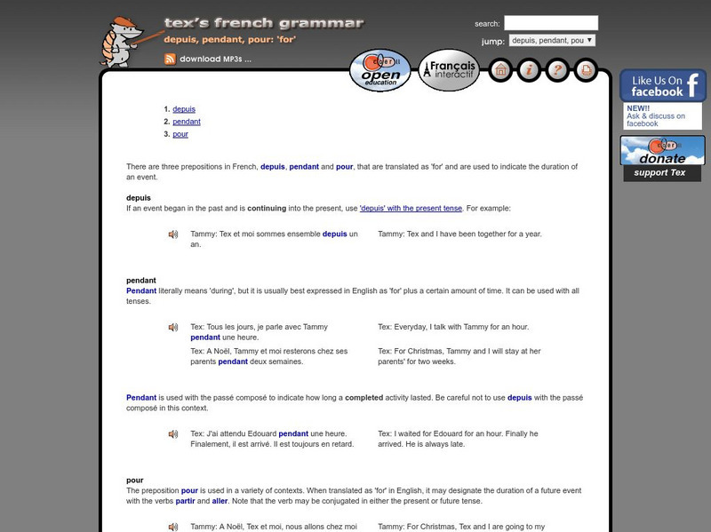 Tex's French Grammar: Depuis, Pendant, Pour "For" Activity Tex's French Grammar: Depuis, Pendant, Pour "For" Activity