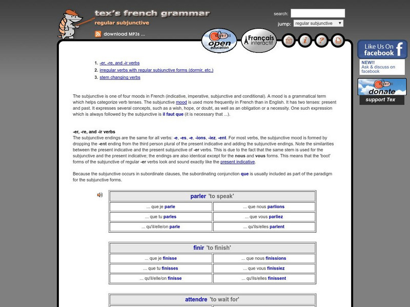 Tex's French Grammar: Regular Subjunctive Activity Tex's French Grammar: Regular Subjunctive Activity