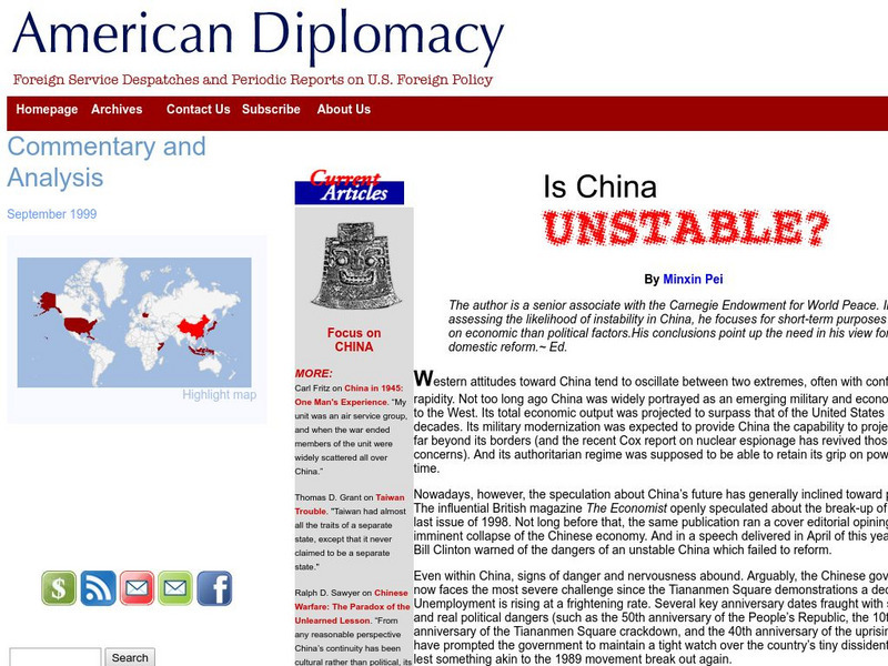 American Diplomacy: Is China Unstable? Article American Diplomacy: Is China Unstable? Article