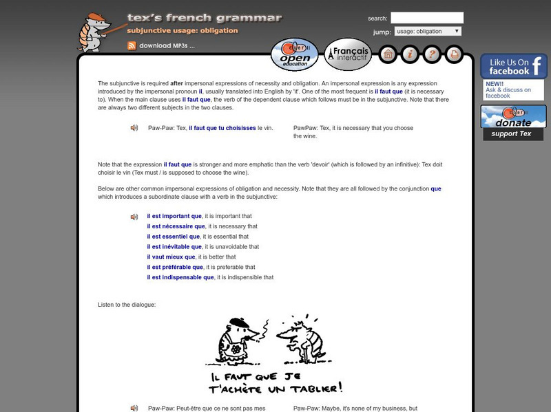 Tex's French Grammar: Subjunctive Obligation Activity Tex's French Grammar: Subjunctive Obligation Activity
