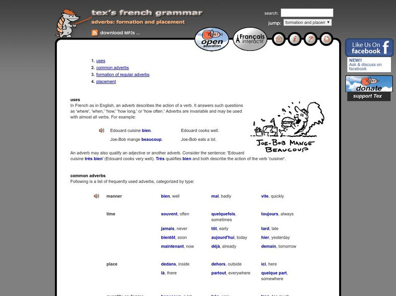 Tex's French Grammar: Formation and Placement of Adverbs Unknown Type Tex's French Grammar: Formation and Placement of Adverbs Unknown Type
