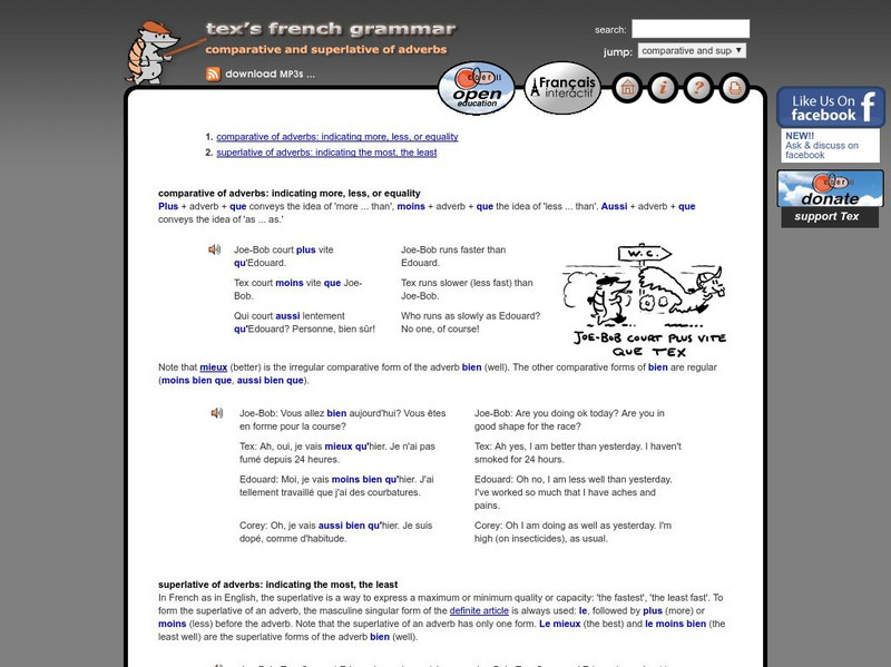 Tex's French Grammar:comparative &Superlative of Adverbs Activity Tex's French Grammar:comparative &Superlative of Adverbs Activity