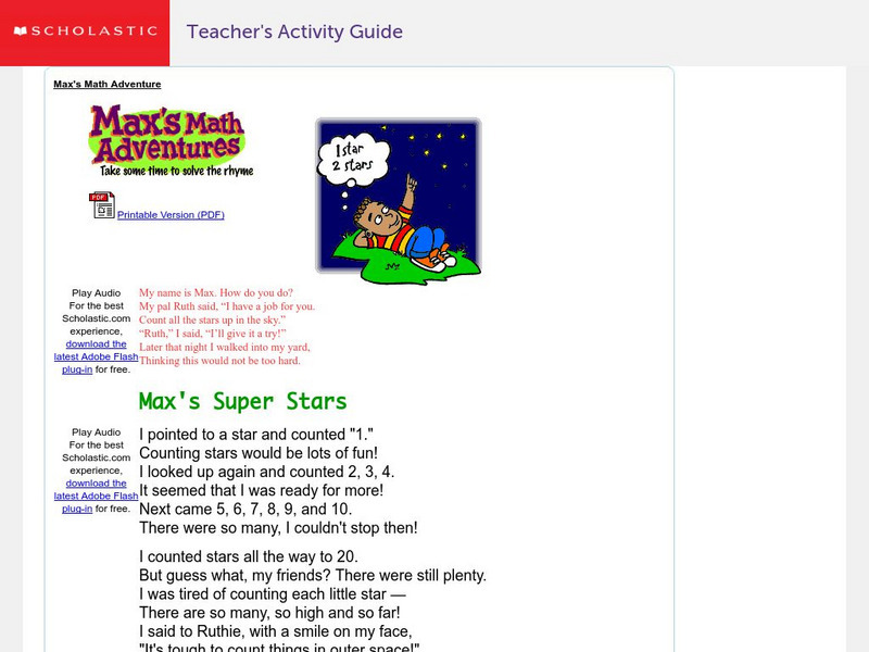 Scholastic: Max's Math Adventures: Max's Super Stars Lesson Plan Scholastic: Max's Math Adventures: Max's Super Stars Lesson Plan