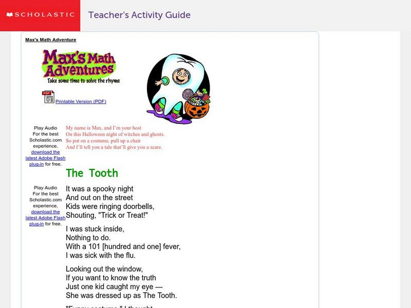 Scholastic: Max's Math Adventures: The Tooth Activity Scholastic: Max's Math Adventures: The Tooth Activity
