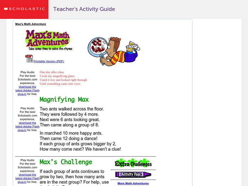 Scholastic: Max's Math Adventures: Magnifying Max Activity Scholastic: Max's Math Adventures: Magnifying Max Activity