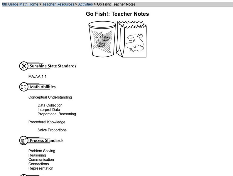 Fcat: Using Proportions and Go Fish! Lesson Plan Fcat: Using Proportions and Go Fish! Lesson Plan