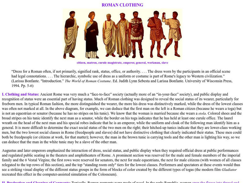 V Roma Project: Roman Clothing Handout V Roma Project: Roman Clothing Handout