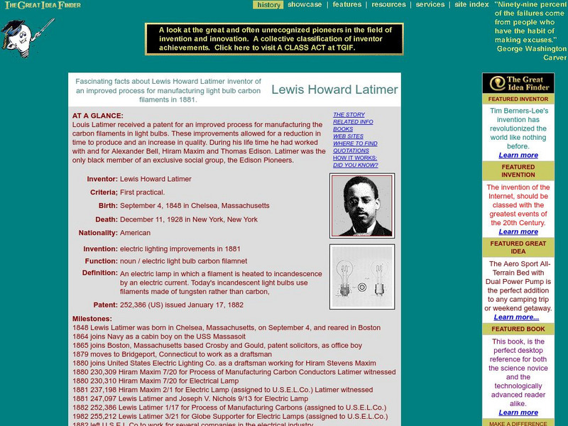 Great Idea Finder: Lewis Howard Latimer Website Great Idea Finder: Lewis Howard Latimer Website
