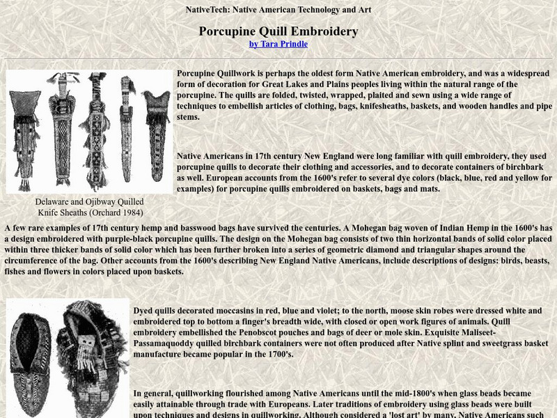 Native Tech: Native American Porcupine Quill Embroidery Article Native Tech: Native American Porcupine Quill Embroidery Article